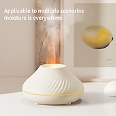 billiga luftfuktare-vulkan luftfuktare aromadiffusor eterisk oljelampa 130ml usb portabel luftfuktare med 7 färger flamma nattljus