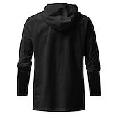 preiswerte Freizeithemden für Herren-Herren Hemd Sommerhemd Strandhemd Feste Farbe Strasse Casual Schwarz Weiß Blau Khaki Langarm Mit Kapuze Sommer Bekleidung