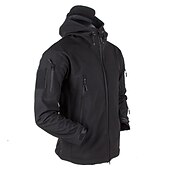 abordables Chaquetas y abrigos de hombre-operaciones especiales de los hombres chaqueta táctica militar de caparazón suave abrigo de caza con capucha abrigo de lana con capucha al aire libre térmico cálido impermeable a prueba de viento forrado con vellón ligero gabardina de invierno superior pe