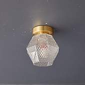 abordables Luces de techo-Mini lámpara de techo de montaje empotrado, cristal cerca de las luces del techo, luces de pasillo Lámparas de techo de montaje empotrado de cristal Candelabro de techo dorado (sin bombilla)