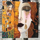 voordelige Beroemde schilderijen-mintura handgemaakte portret van adele bloch-bauer olieverf op canvas wall art decoratie gustav klimt beroemde foto voor home decor rolde frameloze ongestrekte schilderij