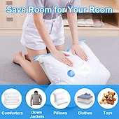 baratos armazenamento de bagagem e viagem-Pacote com 5 sacos de vácuo para viagem com bomba de vedação para roupas, cobertores, bolsa de armazenamento com válvula, borda transparente, organizador comprimido dobrável, pacote com vedação para economia de espaço em viagens