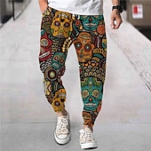 cheap Men&#039;s Printed Sweatpants-Men&#039;s Joggers Trousers Summer Pants Beach Pants Drawstring Elastic Waist Cartoon Skull Graphic Prints Comfort Breathable Sports Outdoor Casual Daily Streetwear Designer Blue Purple Micro-elastic