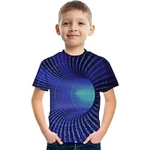 cheap Boy&#039;s 3D Vision &amp; Geometry-Boys 3D Graphic Color Block Optical Illusion T shirt Tee Short Sleeve 3D Print Summer Sports Streetwear Basic Kids 3-12 Years