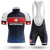 preiswerte Herrenbekleidungs-Sets-21Grams Herren Radtrikot mit Radhose kurz Trägern fahrradbekleidung set Kurzarm MTB Mountain Rennrad Dunkelmarine Schweiz Fahhrad Sportkleidung 3D-Pad Atmungsaktiv Rasche Trocknung / Elasthan /