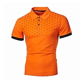 abordables Polo classique pour homme-Homme POLO Tee Shirt Golf Casual du quotidien Col polo Classique Manche Courte Décontractées Flexible Pois Bouton devant Eté Printemps Standard Noir Blanche Rouge bleu marine Orange Gris Clair POLO
