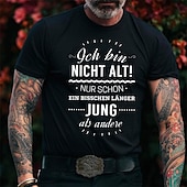 ieftine Tricou grafic pentru bărbați-Bărbați Scrisă Imprimeu Grafic ich bin nicht alt Tricou Stil casual Bumbac Manșon scurt Grafic Cămaşă Negru Alb Gri Tricou confortabil În aer liber Stradă Îmbrăcăminte de designer de modă