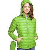 levne Puffer Jackets-dámská bunda s kapucí turistická péřová bunda duckdown zimní outdoor celorozepínací mikina s kapucí zateplená sbalitelná větruodolná ultra lehká (ul) bunda kabát top kemping lyže / snowboard rybaření červená modrá
