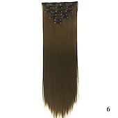 levne Clip in Extensions-yaki rovné syntetické vlasy 24 palcové prodloužení vlasů clip in / na 1ks / balení hladké dámské dívčí