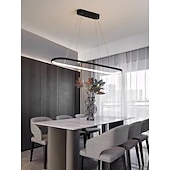 economico Luci Isola cucina-Lampada a sospensione a led 1 luce 70c/90m 40w design ovale rettangolo alluminio finiture verniciate nere lampada moderna per sala da pranzo ristorante bar 110-240v solo dimmerabile con telecomando