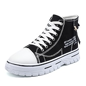 economico Sneakers da uomo-sneakers alte in tela blu da uomo con suola bianca e design allacciato, scarpe sportive casual per lo streetwear e l&#039;uso quotidiano
