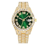 cheap Quartz Watches-Quartz Watch For Men Male Hip Hop Full Diamond Watch Luxury Stainless Steel Clock Men Analog Quartz Wristwatches Gift Boyfriend