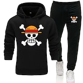 levne Kreslená a filmová postava-One Piece Film: červená Opice D. Luffy Kalhoty Úbory Kapuce Anime Přední kapsa Grafika Pro Pro páry Pánské Dámské Dospělé Horká ražba