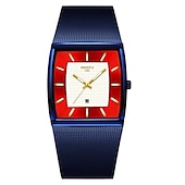 cheap Quartz Watches-NIBOSI Blue Square Mens Watches Top Brand Luxury Quartz Watch Men Slim Waterproof Male Wristwatch Men Relogio Masculino 2376