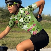 abordables Maillots de mujer-Mujer Maillot de Ciclismo Graphic Estampado Letra y Número Manga Corta Bicicleta Maillot Camiseta con 3 bolsillos traseros MTB Bicicleta Montaña Ciclismo Carretera Secado rápido Suave Bandas