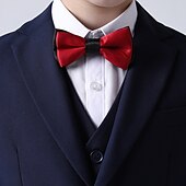 billiga Pojkes formella kostym-4 delar Ringbärarkostym Pojkar Barn Kostym och blazer Kavaj &amp; väst &amp; byxor &amp; skjorta &amp; slips Formellt set Klädesset Fest Speciellt Tillfälle Födelsedag Mode Mild Ensfärgat Svart Dammig blå Elastan
