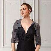 economico impacchi per gli invitati al matrimonio-Coprispalle a maniche 3/4 in chiffon per matrimoni  feste  serate avvolgente per donne con volant a cascata  ospiti di matrimoni per impressionare