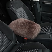 abordables Reposacabezas para coche-Funda de Consola Central de Auto Universal Funda de Apoyabrazos de Piel de oveja de cuero genuino Protector Esponjoso