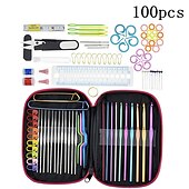 abordables coser y tejer y ganchillo-100 Uds ganchos de ganchillo de aluminio tejido artesanal suéter juego de agujas de coser