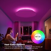 お買い得  シーリングライト調光可能タイプ-スマート LED シーリング ランプ 12 インチ 28 w フロント ウォーム ホワイト ライトとバック rgb 色を変更する組み込みベッドルーム ランプ アプリと音声制御タイミング Alexa google ホーム ac100-240v と互換性があります。