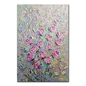 お買い得  花/植物画-ミンチュラ 手作り 厚いテクスチャー 花 油絵 キャンバス 壁アート 装飾 モダン 抽象画 ホームデコレーション ロールフレームレス 未延伸絵画