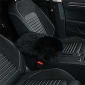 abordables Reposacabezas para coche-Funda de Consola Central de Auto Universal Funda de Apoyabrazos de Piel de oveja de cuero genuino Protector Esponjoso