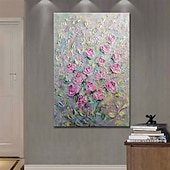 お買い得  花/植物画-ミンチュラ 手作り 厚いテクスチャー 花 油絵 キャンバス 壁アート 装飾 モダン 抽象画 ホームデコレーション ロールフレームレス 未延伸絵画