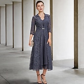 preiswerte Mit Jacke-A-Linie Mutter der Braut Kleid elegant V-Ausschnitt Tee-Länge Chiffon Spitze ärmellos Jackenkleider mit Tierung einfarbig maßgeschneiderte Größe kostenlos