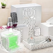 economico organizzatore del bagno-scatola portaoggetti per tamponi di cotone acrilico portatile trasparente per trucco batuffolo di cotone contenitore cosmetico custodia per gioielli in cristallo senza tamponi di cotone