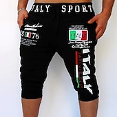 cheap Sweat Shorts-Men&#039;s Athletic Pants Sweatpants Capri Pants Drawstring Print Letter Sports Outdoor Weekend Streetwear Stylish Black White Micro-elastic