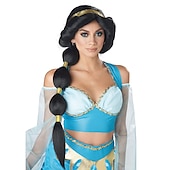 abordables Perruques de personnages de films-perruque princesse du désert femme perruque synthétique standard ondulée avec frange perruque très longue a29 cheveux synthétiques femme douce facile à porter mode blonde rose rouge perruques de