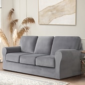 billige Sofatrekk-sofatrekk i fløyel 3-seters sofa putetrekk stretch sofa trekk møbelbeskytter med pute setetrekk, kan maskinvaskes