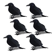 abordables Decoraciones Colgantes y de Mesa para Halloween-halloween cuervo negro accesorios simulación flocado cuervo fiesta suministros ornamento decoración