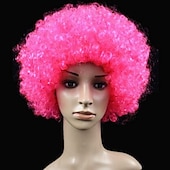 olcso Party Parókák-karneváli parókák molett yaki afro göndör bob paróka közepes hosszúságú barna szintetikus haj férfi nő gyerekek aranyos cosplay piros színű karneváli parókák halloween parókák