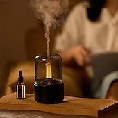 cheap Humidifiers &amp; Dehumidifiers-Candlelight Aroma Diffuser Portable 120ml Electric USB Air Humidifier Cold Fog Machine Atomizer with LED Night Light