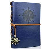 cheap Notebooks &amp; Planners-Travel Journal Notebooks Vintage PU Leather Note Book Quality Paper No Lines Thick and Smooth to Write in A6 Refillable Notebook 7 by 5 Inches 80 Sheets, Back to School Gift