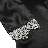 billiga Sovkläder till damer-dam pyjamas dräkter klänning nattlinne pjs 5 stycken ren färg mode enkel retro fest hem säng satin siden v wire långärmad rem topp byxa elastiskt midjebälte ingår vår höst hem kläder
