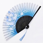 preiswerte Hausbedarf-Faltfächer im Vintage-Stil, Seiden-Faltfächer, chinesisches japanisches Muster, Kunsthandwerk, Geschenk, Heimdekoration, Ornamente, Tanz-Handfächer, 17,8 cm