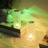 cheap Decorative Lights-Crystal Light Lamp Color Changing Lamps Table Lamp with Touch Control Diamond LED Night Light Rechargeable Rose Romantic Date Lighting Decor for Festival, Home, Restaurant, Bar