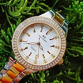 tanie Zegarki kwarcowe-Zegarek na nadgarstek Kwarcowy na Damskie Analog Kwarc Moda Luksusowy Bling Kryształ górski bransoletka Stal nierdzewna Stal nierdzewna