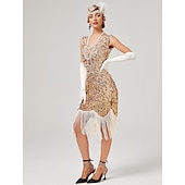 olcso Ruhák-Ordító 20-as évek 1920-as évek Koktélruha Flapper ruha Ruhák Álarcosbál Szabályos A nagy Gatsby Charleston Esküvői Vendég Flitter Rojt Női Mindszentek napja Farsang Álarcos mulatság Farsang Esküv