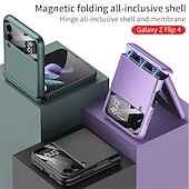 cheap Samsung Cases-Phone Case For Samsung Galaxy Z Flip 5 Z Flip 4 3 2 Back Cover Portable Magnetic Full Body Protective Solid Colored TPU