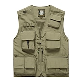 billiga Herrars fiskeväst-Herr Väst Gilet Fiskeväst Vandringsväst Ärmlös väst Gilet Jacka Utomhus Gata Helgdag Dagliga kläder Streetwear Elegant och modernt Sommar Vår Ficka Polyester Andningsfunktion Snabb tork Ren färg