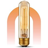 abordables Ampoules incandescentes-T10 vintage edison ampoule 40 watts dimmable antique tubulaire ancienne ampoule à incandescence blanc chaud e26/e27 base lampe en verre ambré pour luminaires décoratifs ac220v ac110v