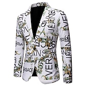 economico Blazer Classici da Uomo-Per uomo Giacca Feste Asciugatura rapida Classico Alla moda Autunno Inverno Alfabetico Elegante Informale Colletto piatto Sottile Standard Taglia piccola Nero Bianco Rosso Blu Giacca