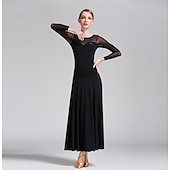 voordelige Ballroom danskleding-Ballroomdansen Kleding Pure Kleur Tule Dames Prestatie Opleiding Lange mouw Polyester