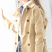 voordelige Bovenkleding-Kinderen Uniseks Trenchcoat Jas Lange mouw Zwart Khaki Effen Zak Herfst Winter Actief Formeel 2-12 jaar