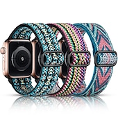 お買い得  Apple Watch Bands-3パック Solo Loop と互換性があります Apple Watch ウォッチバンド 38mm 40mm 41mm 42mm 44mm 45mm 49mm 弾性ある メタルクラスプ 伸縮性 ナイロン 交換用時計バンド のために iwatch Ultra 2 Series 9 8 7 SE 6 5 4 3 2 1