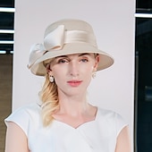 baratos Chapéu de Festa-Chapéus Elegantes e Fofos  Chapéus de Fibra  Chapéus de Palha com Laço  Fita 1PC Casual  Chá Party  Acessório do Melbourne Cup impressione no desfile Derby Chapéus Dia da Corrida Vestido 2025