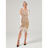 olcso Ruhák-Ordító 20-as évek 1920-as évek Koktélruha Flapper ruha Ruhák Álarcosbál Szabályos A nagy Gatsby Charleston Esküvői Vendég Flitter Rojt Női Mindszentek napja Farsang Álarcos mulatság Farsang Esküv